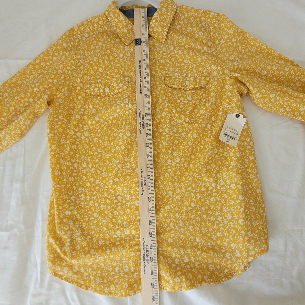 Yellow Floral Womens Button Long Sleeve ShirtSt Johns Bay Size L  NWT - Picture 12 of 15